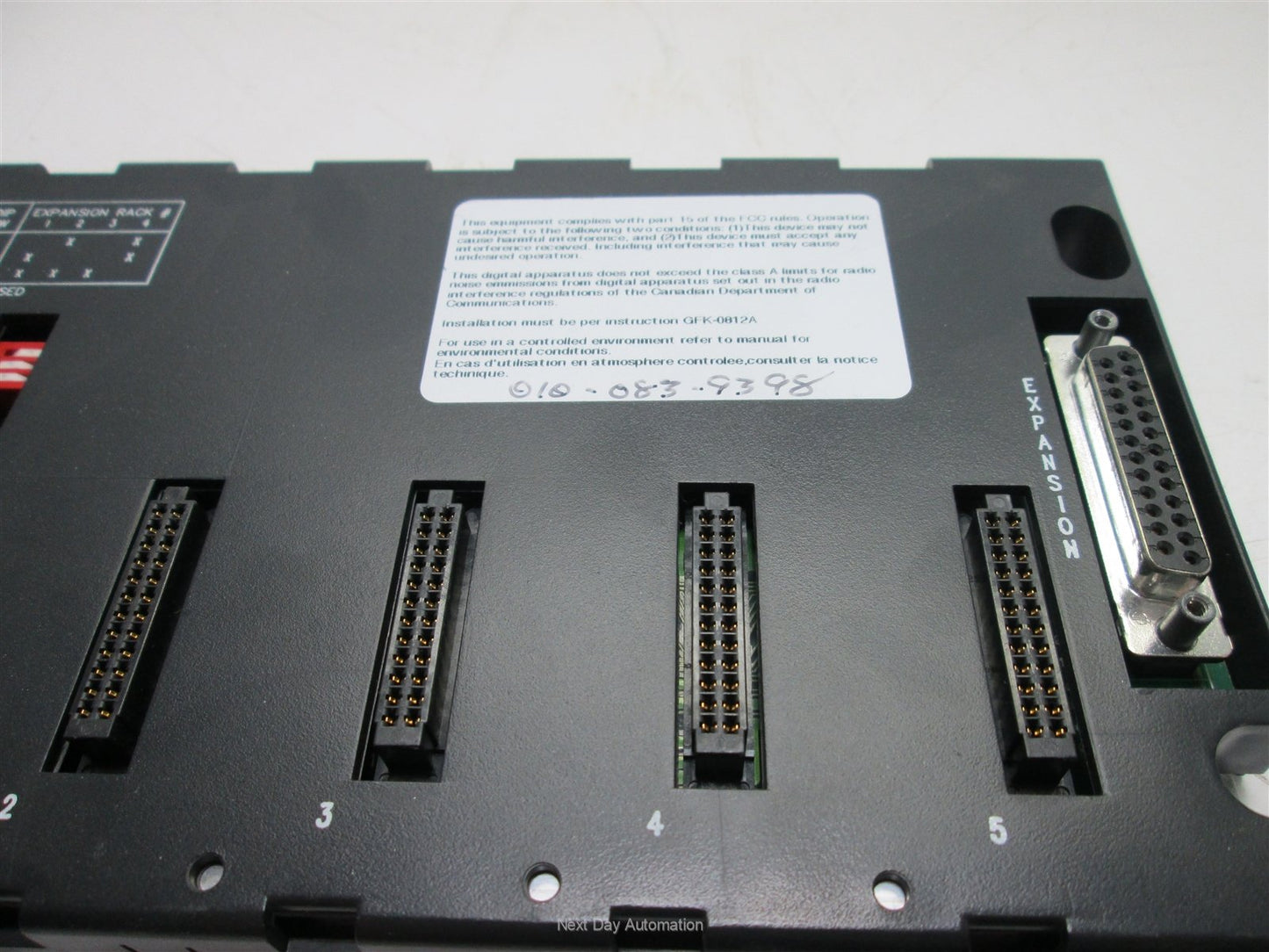 Used GE Fanuc IC693CHS398F Base 5-Slot Expansion Rack, EMI Enhanced