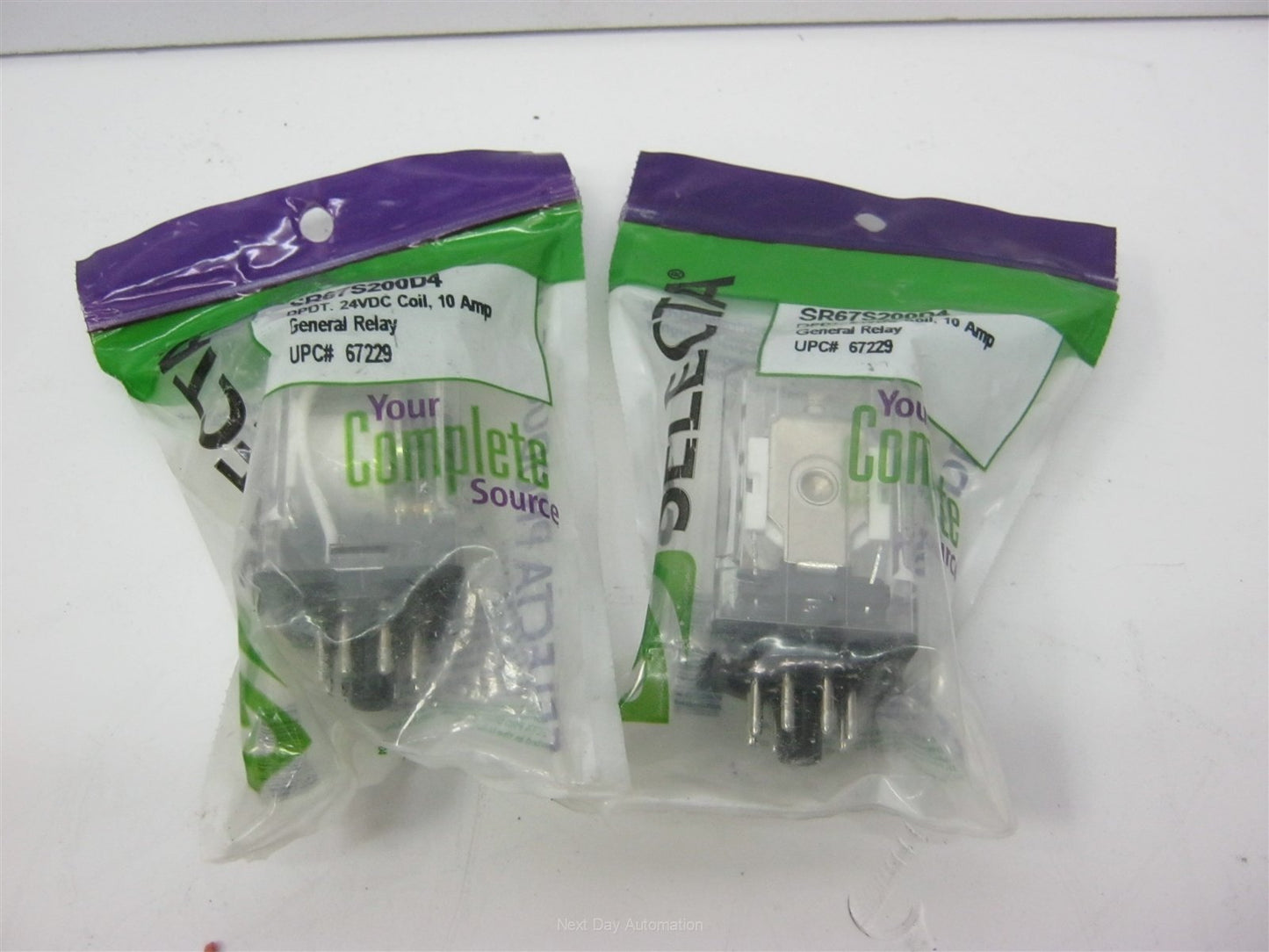 New Lot of 2 New Selecta SR67S200D4 Relays DPDT 10A, 24VDC Coil, 8-Pin No Base