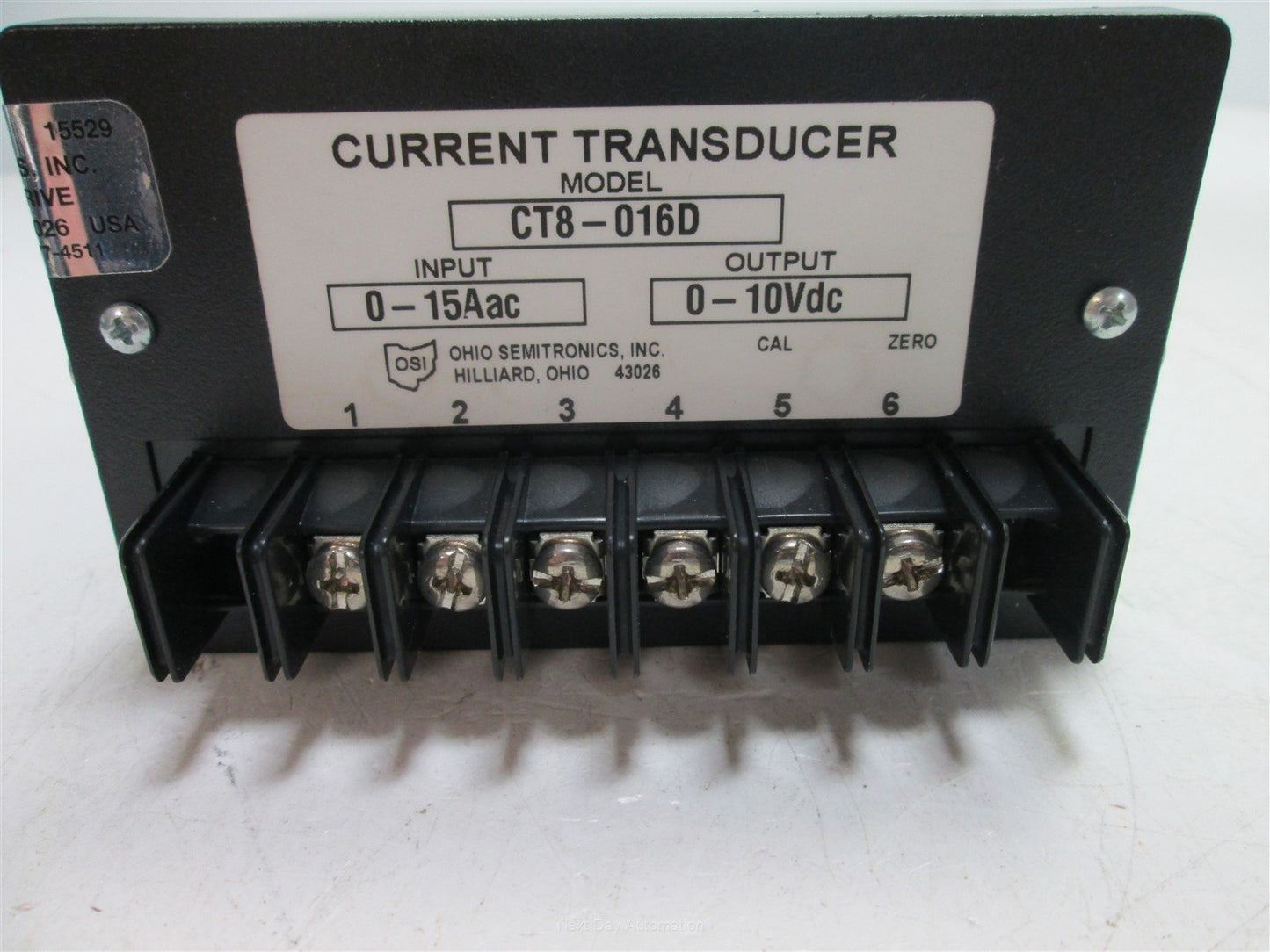 Used Ohio Semitronics CT8-016D Current Transducer, Input: 0-15A, Output: 0-10VDC