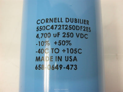 New Cornell Dubilier 550C472T250DF2ES Inverter Grade Capacitor 4,700uF, 250VDC