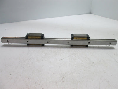 Used NSK LY150340AL Linear Rail w/ 2x Carriages 340mm Long 24mm Height *Surface Rust*