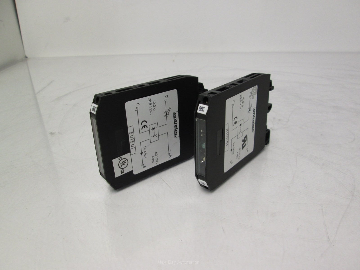 Used Lot of 2 Entrelec 0008.018.01 Optocoupler Modules 60VDC 1A Out 10.2-28.8VDC In