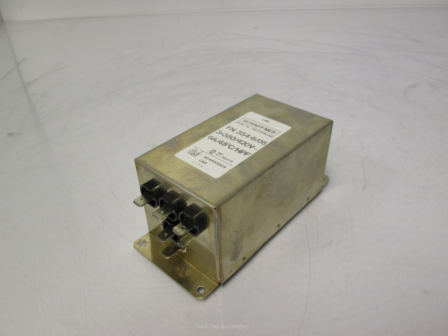Used Schaffner FN 354-6/05 Line Filter Conditioner 380/420VAC 6A 3 Phase + Neutral