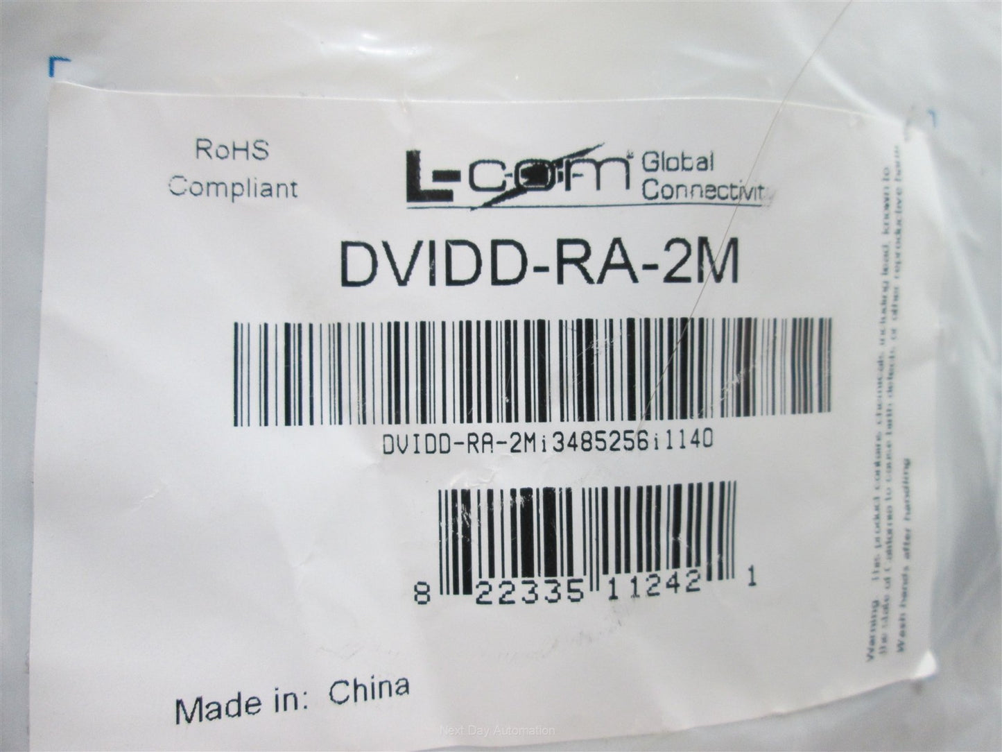 New L-Com DVIDD-RA-2M Dual Link DVI Cable, Male/Male Right Angle, 2 Meters Long