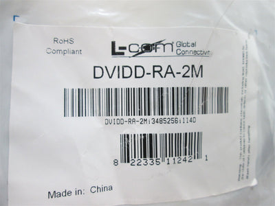 New L-Com DVIDD-RA-2M Dual Link DVI Cable, Male/Male Right Angle, 2 Meters Long