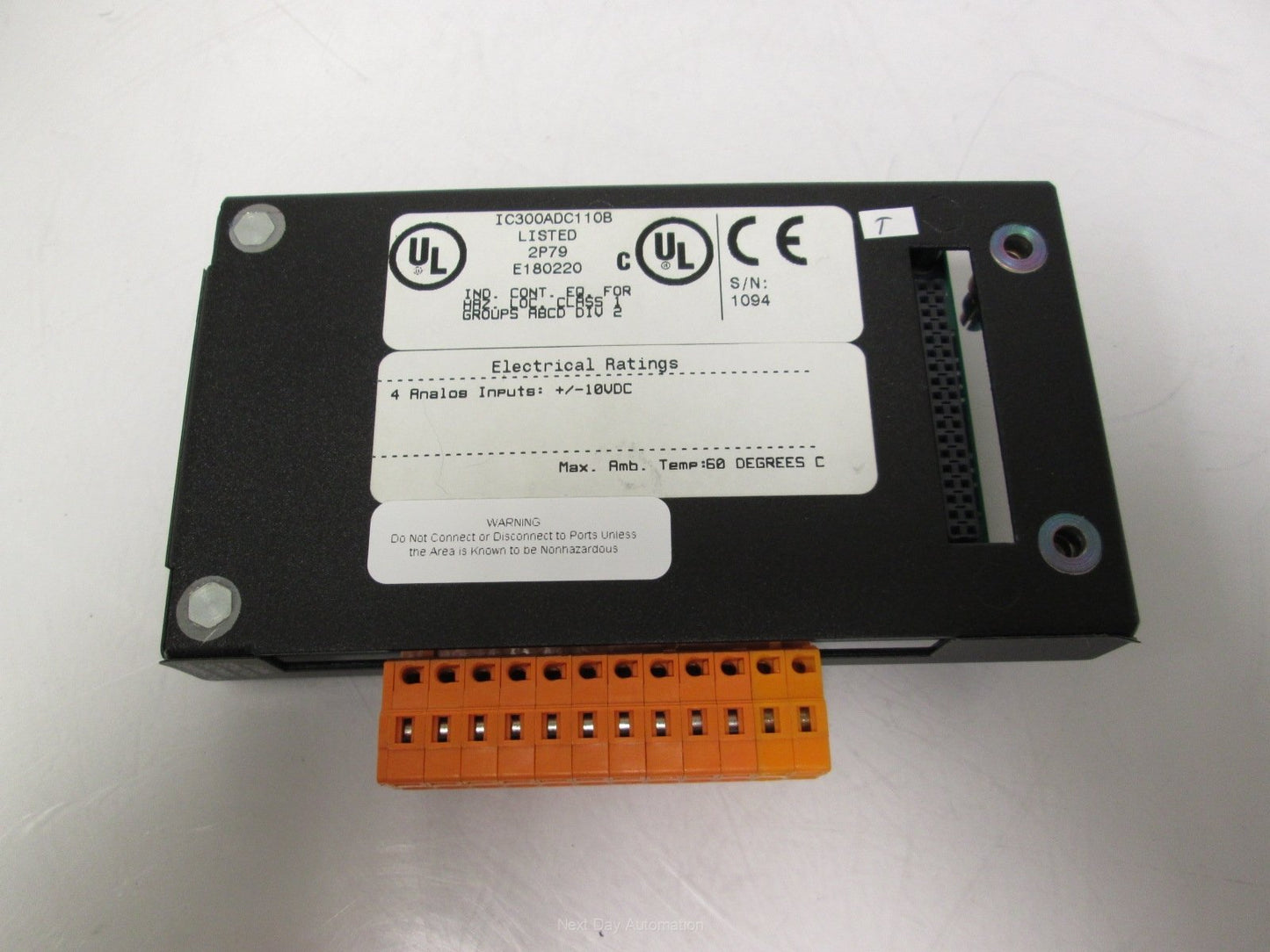 Used GE IC300ADC110B Analog Input Smart Stack Module 4 Channel 12-Bit Resolution