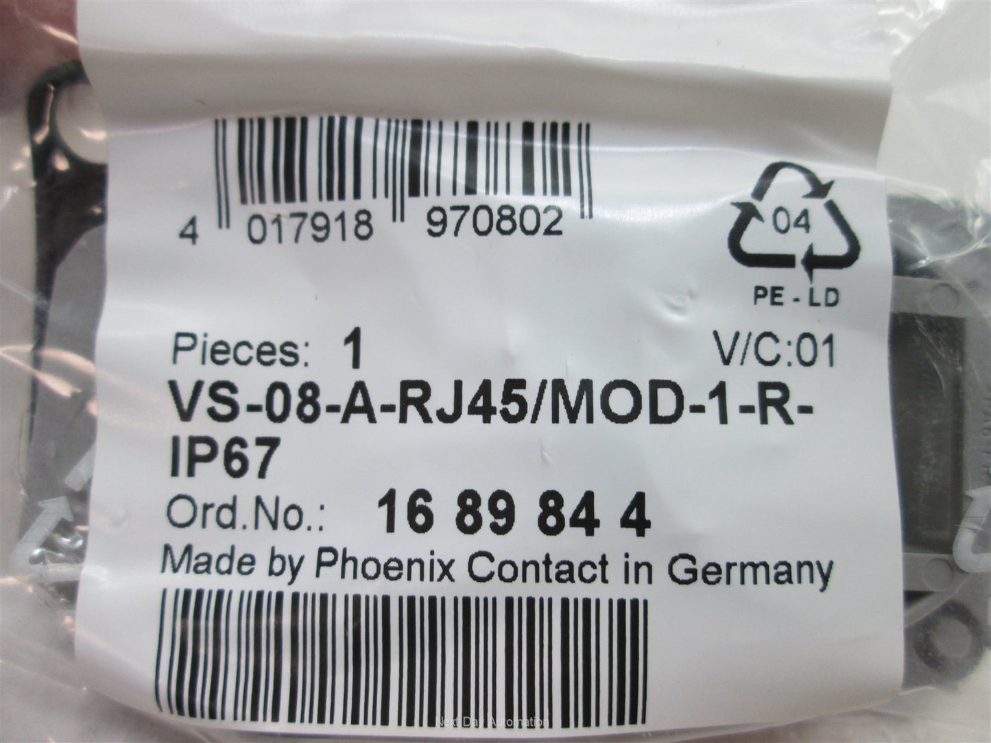 New Phoenix Contact VS-08-A-RJ45/MOD-1-R-IP67 Ethernet Connector Mounting Frame