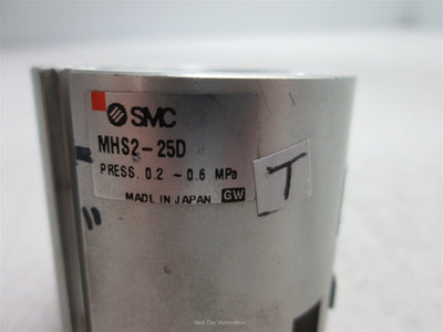 Used SMC MHS2-25D Parallel Gripper, 2-Fingers, Double Acting, Bore: 25mm, Stroke: 6mm