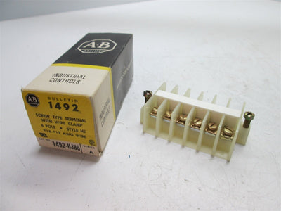 New Allen Bradley 1492-HJ86 Screw Terminal With Wire Clamp, 6 Pole, #18-#12 AWG