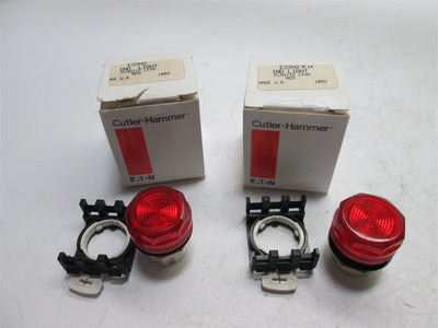 New Lot of 2 New Cutler Hammer E22H2 Pilot Lights, Red Plastic Lens, 22.5mm Bayonet