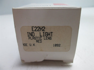 New Lot of 2 New Cutler Hammer E22H2 Pilot Lights, Red Plastic Lens, 22.5mm Bayonet