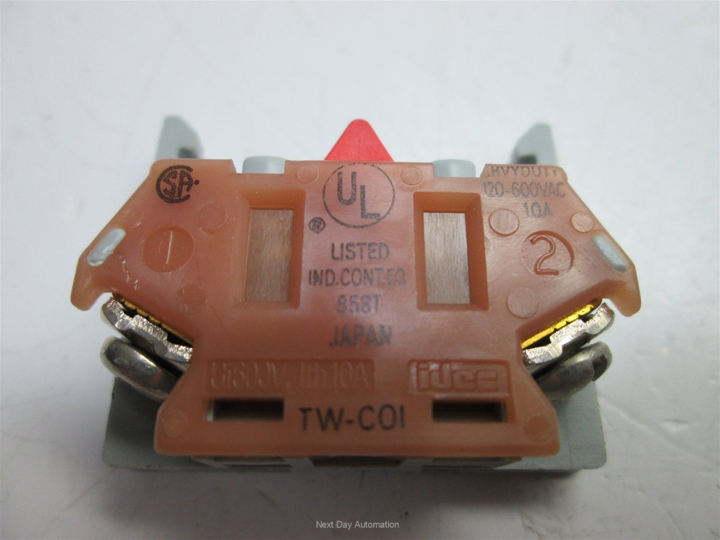 Used Lot of 2 Idec TW-C01 Contact Blocks, Voltage: 120-600VAC, Current: 10A, N/C