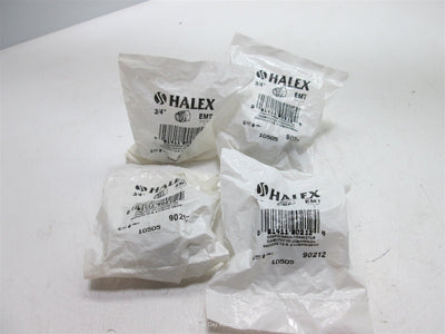 New Lot of 4 New Halex 90212 Compression Connector, Trade Size: 3/4"