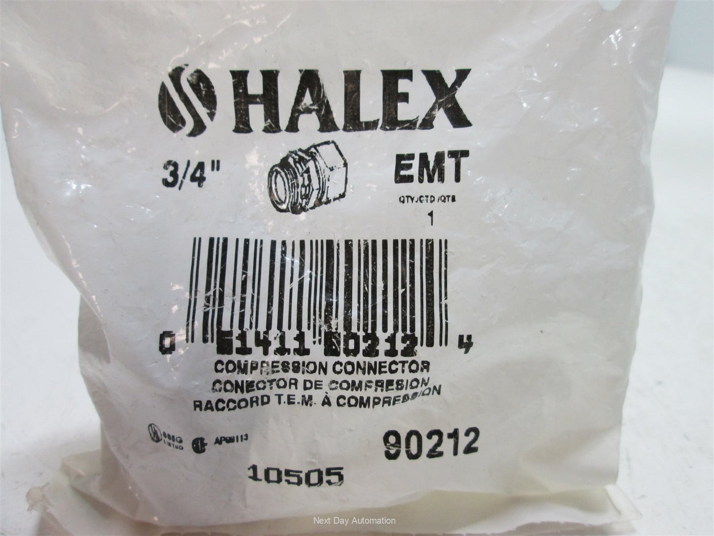 New Lot of 4 New Halex 90212 Compression Connector, Trade Size: 3/4"