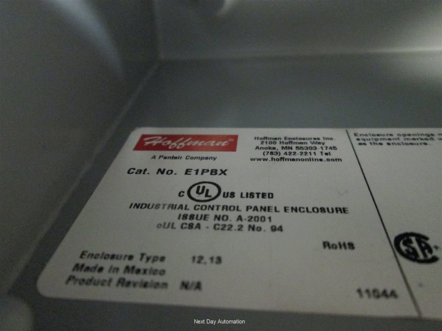 Used Hoffman E1PBX Pushbutton Enclosure, 4" x 4" x 4.75", *Hole Added to Side*