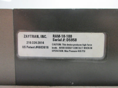 Used Zaytran RAM-10-180 Rotary Actuator, 180ø Rotation, 0.375"? Shaft, 10-32 Ports