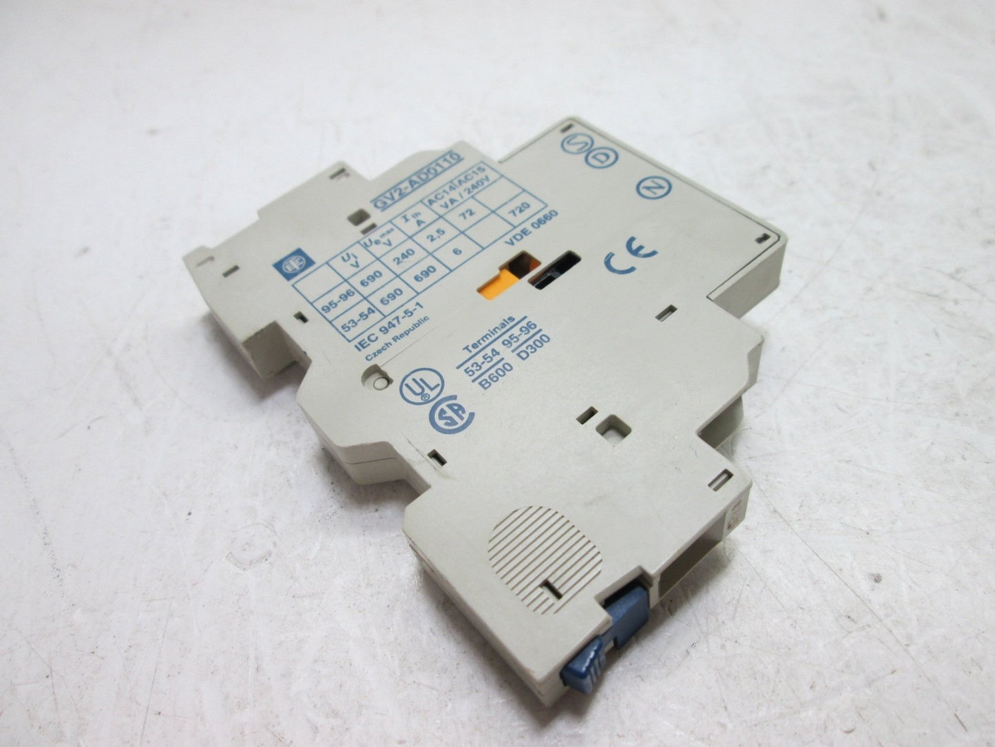 Used Telemecanique GV2-AD0110 Auxiliary Contact, Side Mount, N/C and N/O