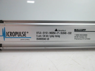 Used Balluff BTL5-S112-M0254-P-SU040-S32 Micropulse Linear Transducer, Supply: 24VDC