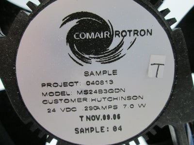 Used Comair Rotron MS24B3QDN Fan, Voltage: 24VDC, Current: 0.29A, Power: 7W