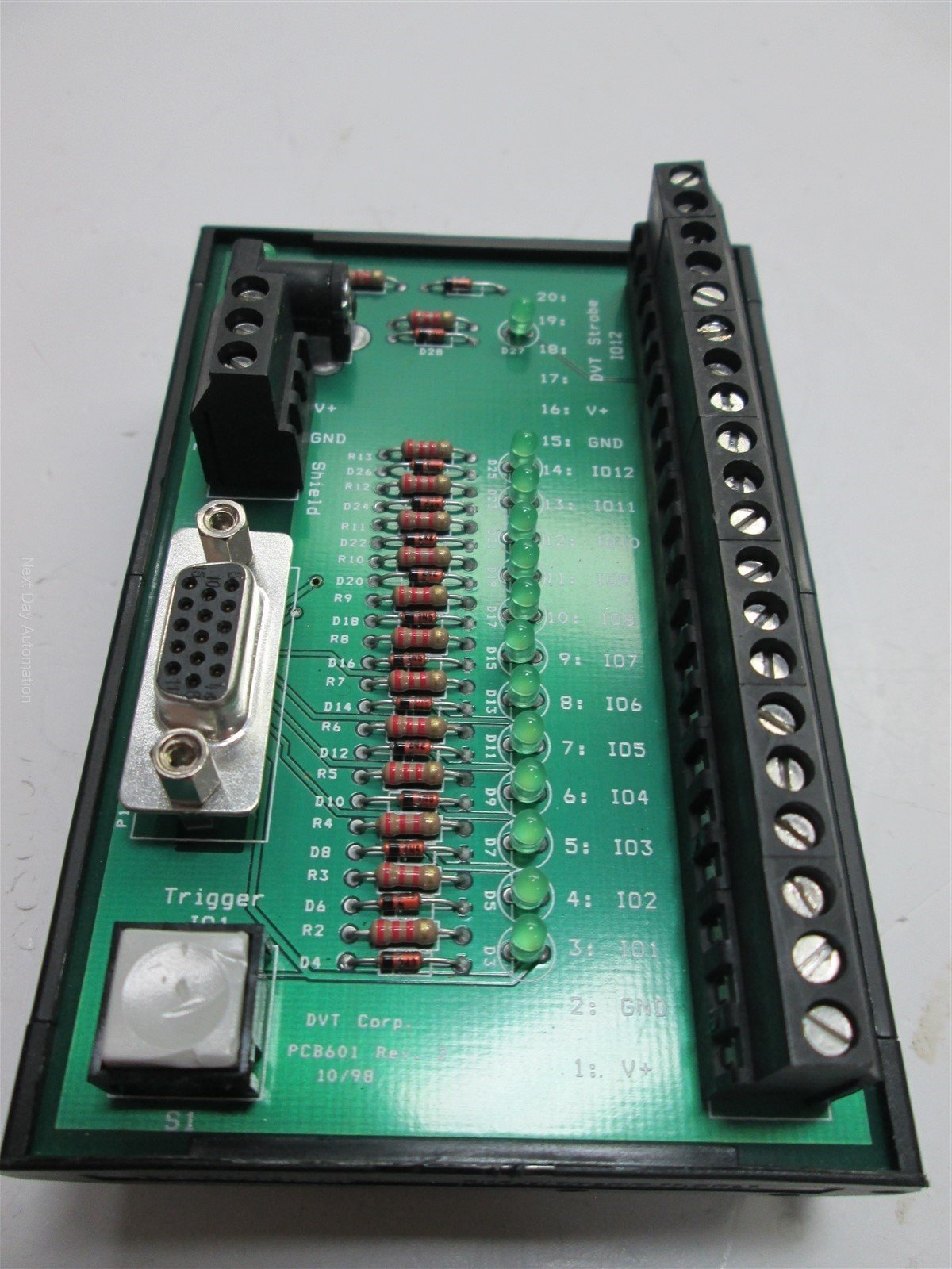 Used DVT Cognex PCB601 Rev. 2 Machine Vision Breakout Board, Camera Control, 20-Pin