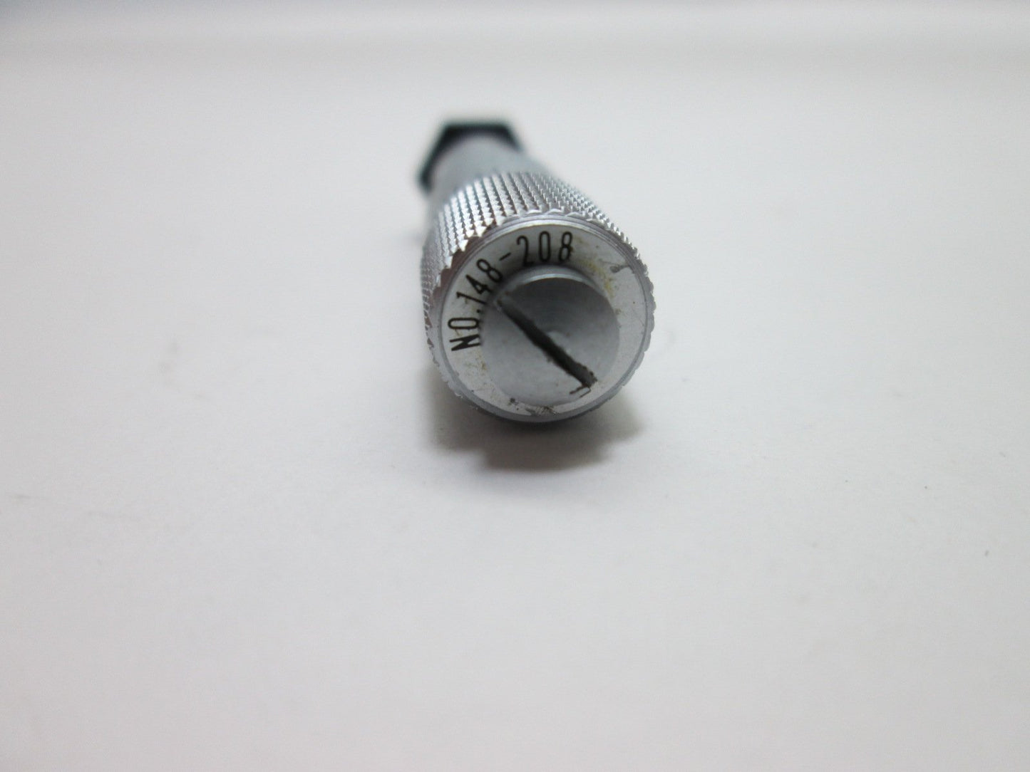 Used Mitutoyo 148-208 Miniature Micrometer Head, Range: 0-0.25", Stem Dia: 0.25"