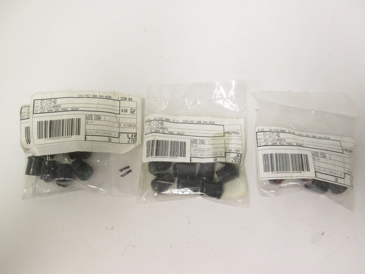 New Lot of 36 New Lumex 67-1171-ND 67-1172-ND 67-1173-ND Panel Mount LED's RYG