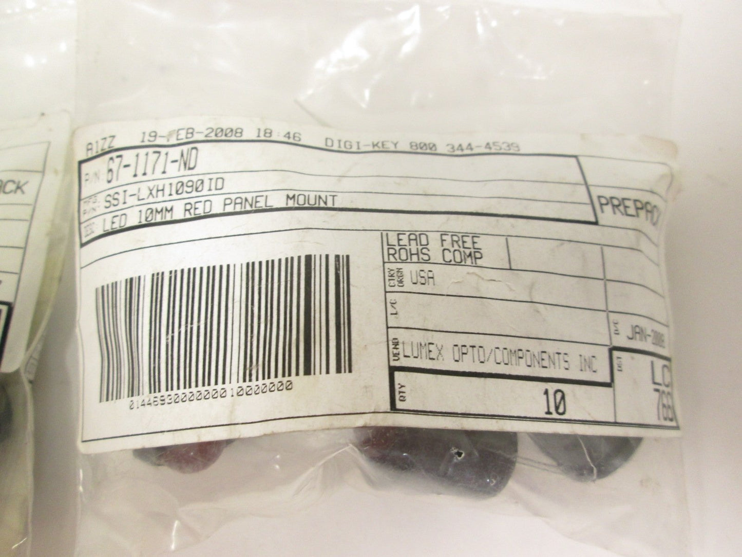 New Lot of 36 New Lumex 67-1171-ND 67-1172-ND 67-1173-ND Panel Mount LED's RYG