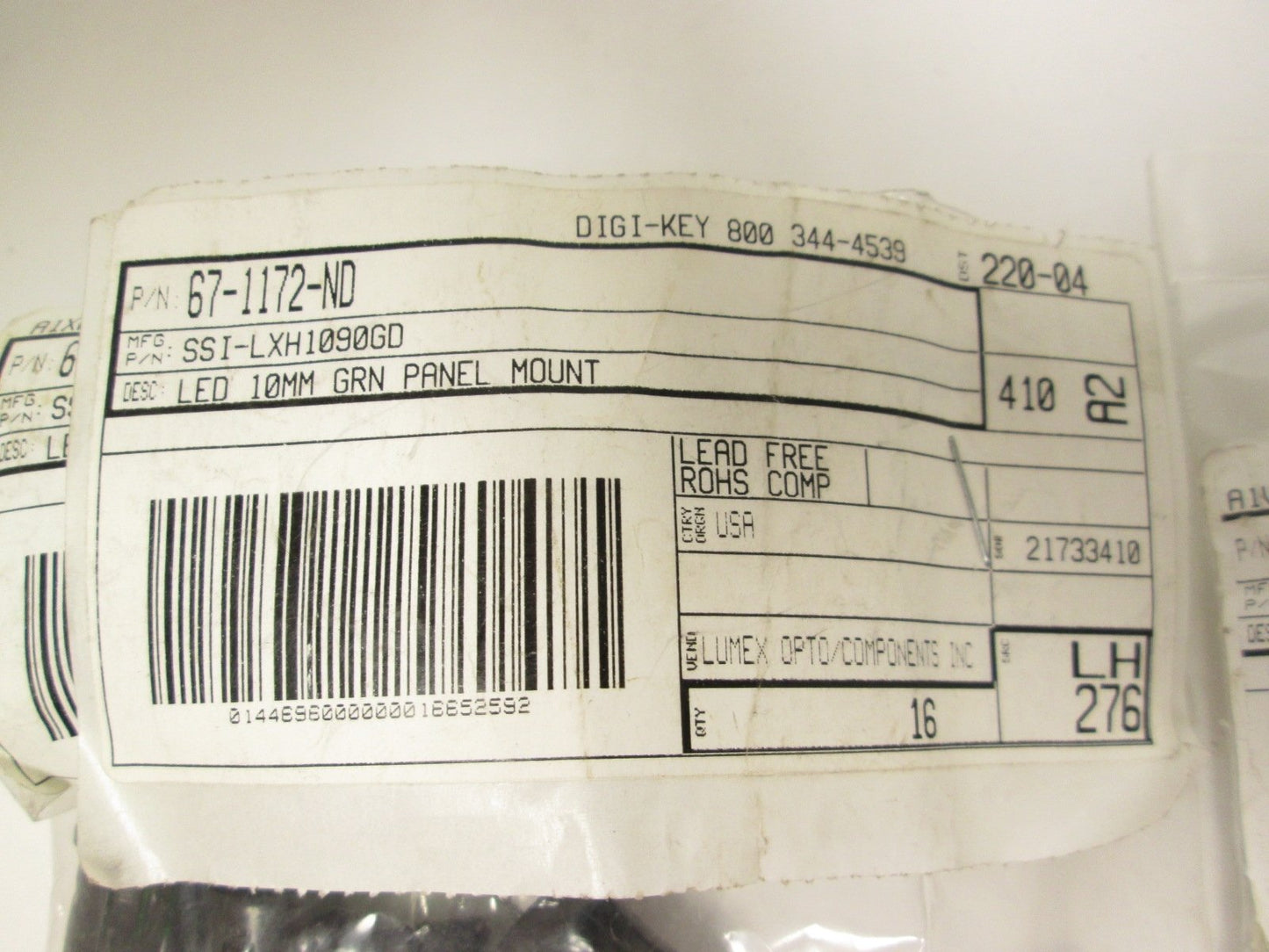 New Lot of 36 New Lumex 67-1171-ND 67-1172-ND 67-1173-ND Panel Mount LED's RYG