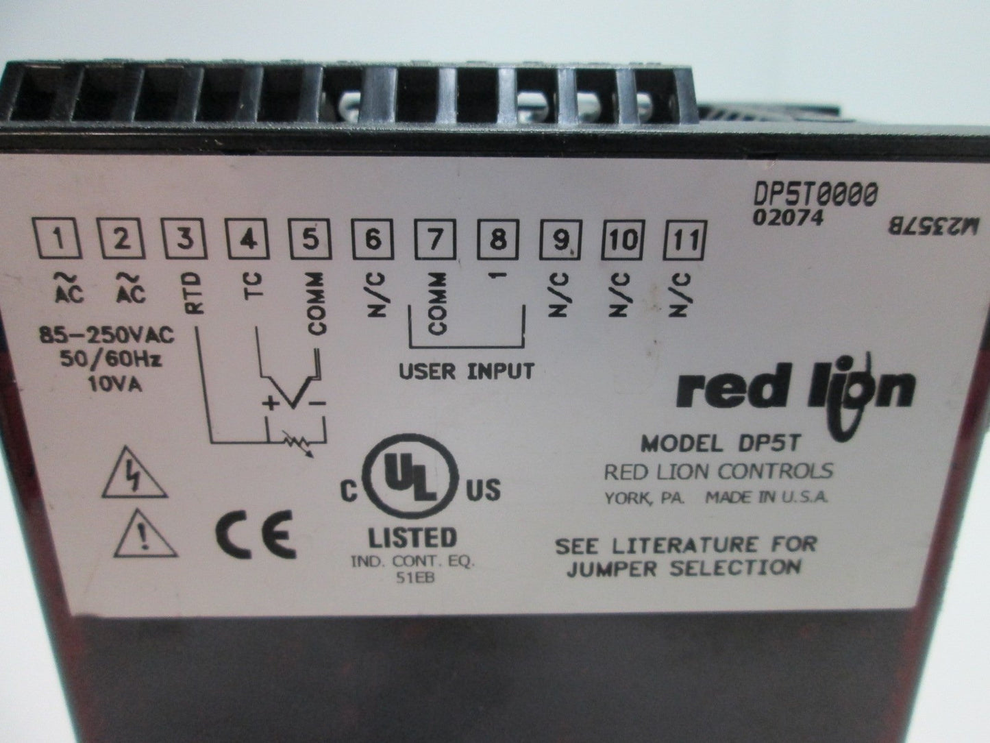 Used Red Lion DP5T0000 Analog Input Panel Meter, Supply: 85-250VAC 50/60Hz 10VA