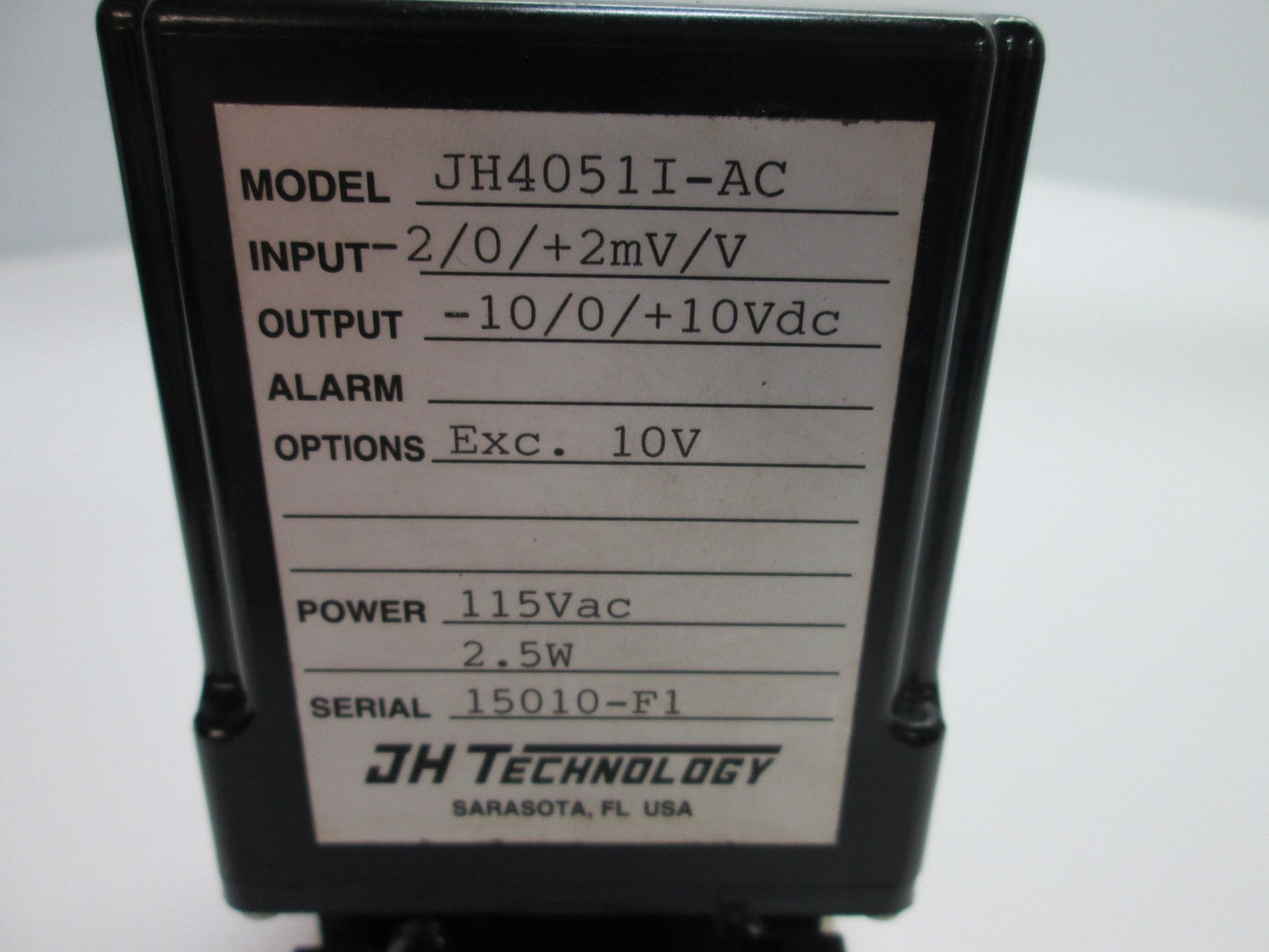 Used JH Technology JH4051I-AC Strain Gauge Transmitter, Power: 115VAC 2.5W