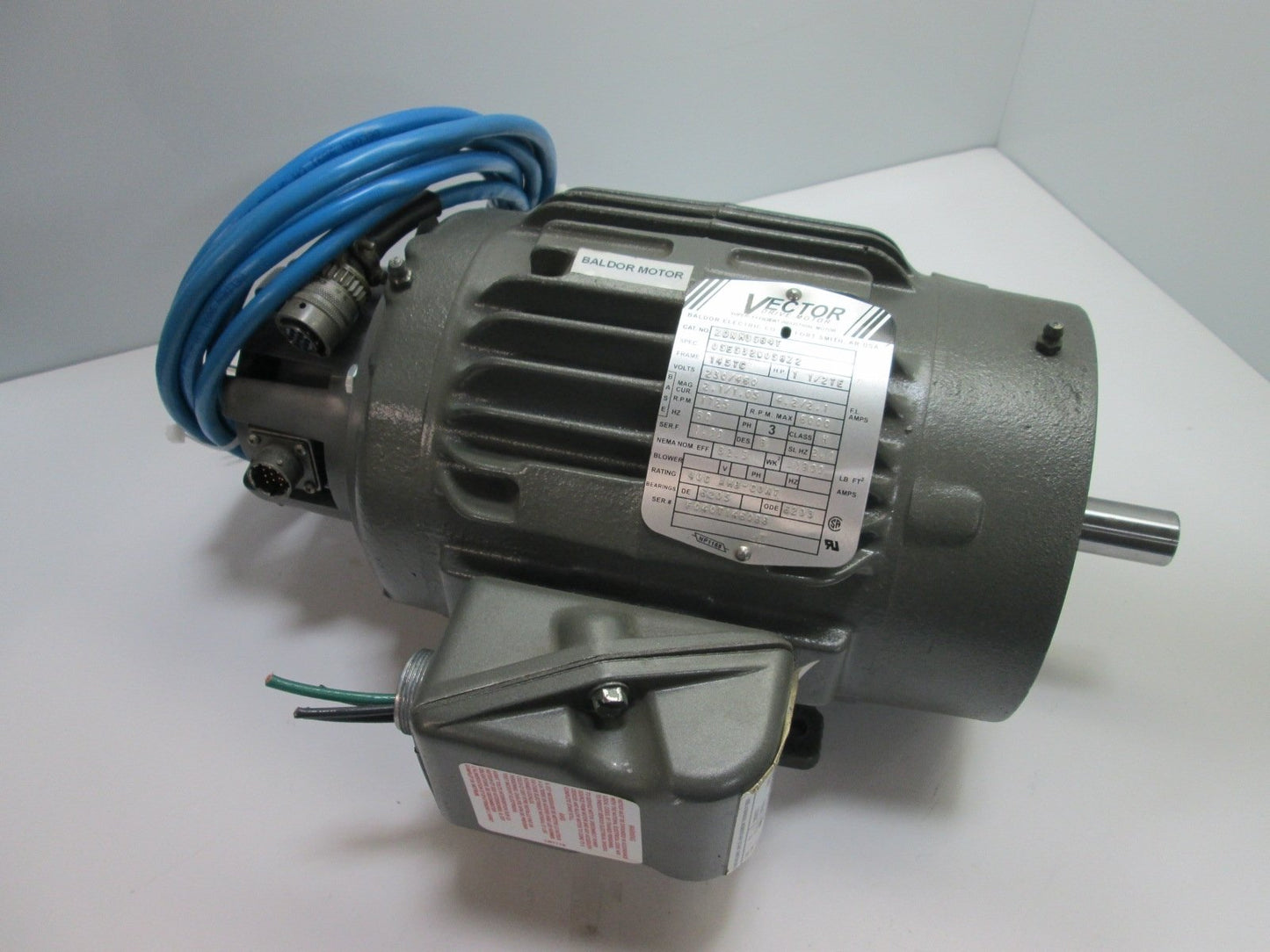 Used Baldor ZDNM3584T Electric Vector Motor, 7/8" Shaft, With HS25 Optical Encoder