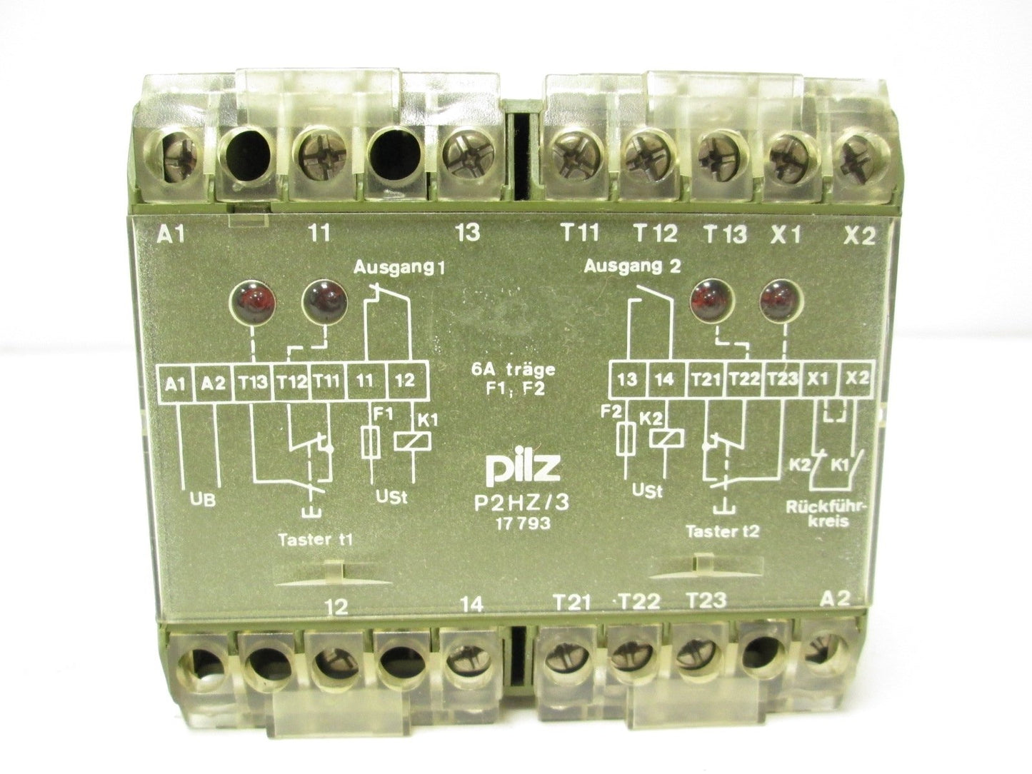 Used Pilz P2HZ/3 24V-/1A/1R Two-Hand Safety Relay 24V 4W Control 250VAC 1.5A Contacts