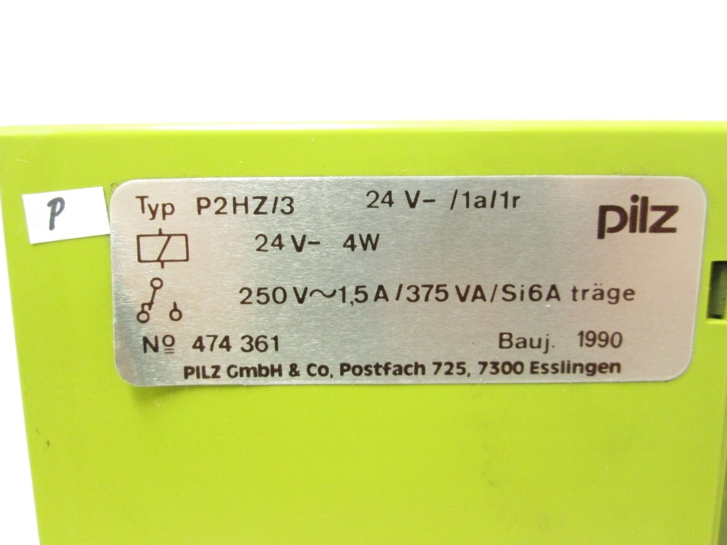 Used Pilz P2HZ/3 24V-/1A/1R Two-Hand Safety Relay 24V 4W Control 250VAC 1.5A Contacts
