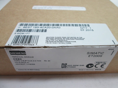 New Box of 4 Siemens 6ES7 193-4CA20-0AA0 Terminal Blocks (Screw Terminals)