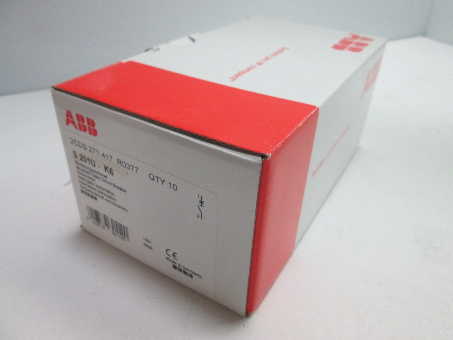 New Box of 10 ABB S201U-K6 Circuit Breakers, 1-Pole, Rating: 240VAC 6A