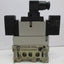 Used SMC NVFS3210-3DZ 5 Port Solenoid Valve Assembly w/ Speed Control, Manifold Block
