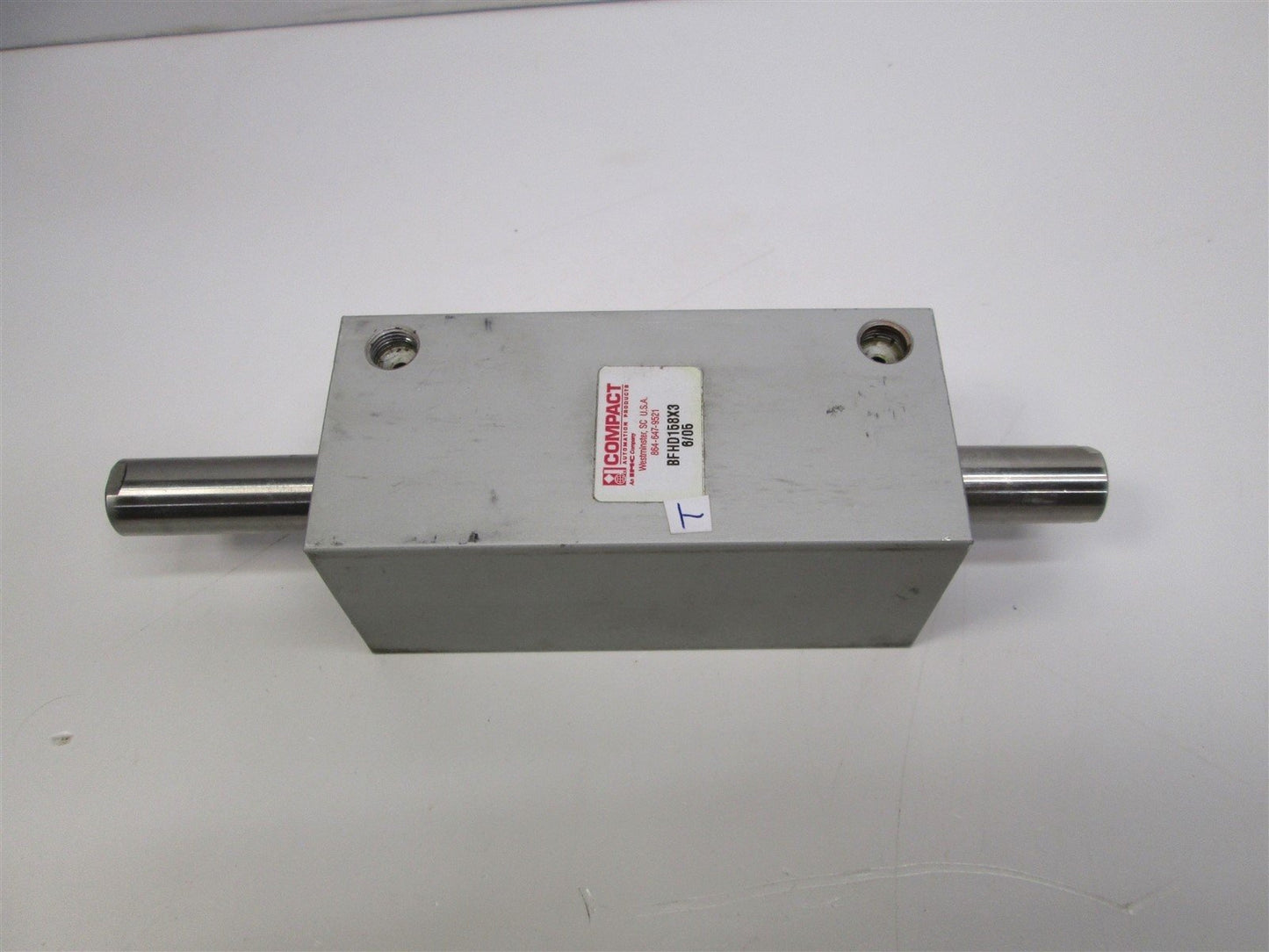 Used Compact BFHD158X3 Pneumatic Cylinder, Double Rod, 3" Stroke, Heavy Duty, Tested