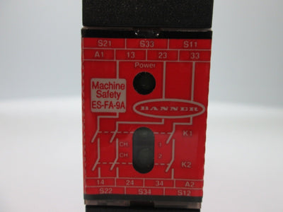 Used Banner ES-FA-9A E-Stop Safety Relay Module, Voltage: 24VAC/DC, 3 N/O Contacts