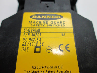 Used Banner SI-QS90MF Safety Door Switch, Power: 400VAC 6A, Contacts: 2x N/C & 1x N/O