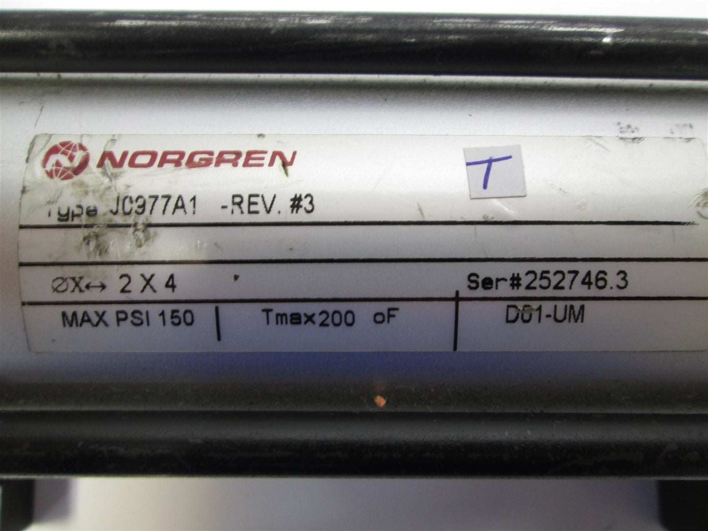 Used Norgren J0977A1-Rev#3 NFPA Steel Pneumatic Cylinder, 2" Bore, 4" Stroke, Tested