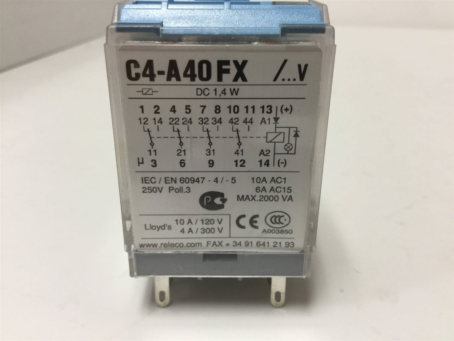 New – Open box Lot of 10 New Releco C4-A40FX Non-Latching Plug-In Relays, 4-Pole, Coil: 24VDC