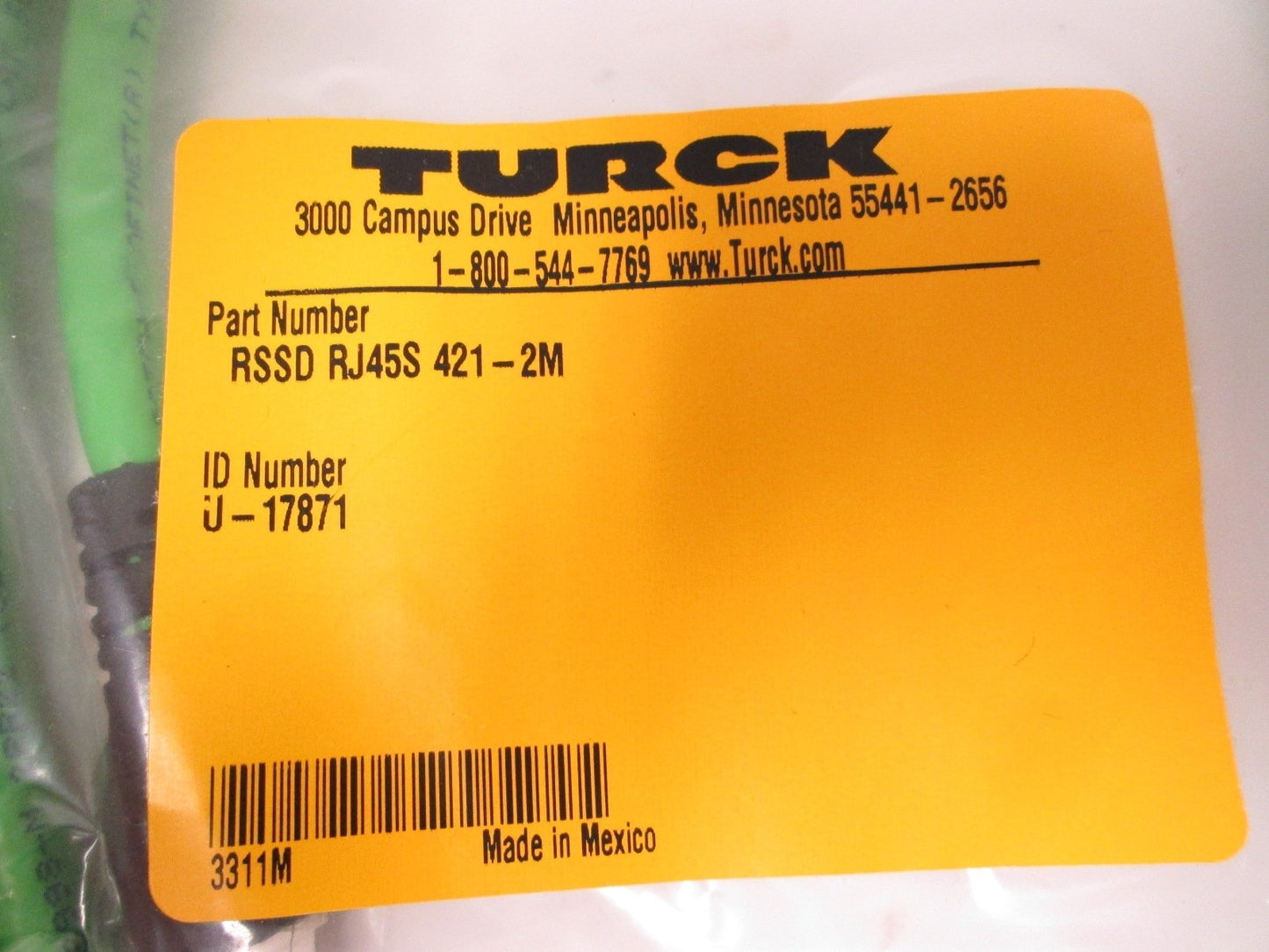 New Turck RSSD RJ45S 421-2M Cordset 4-Pint o RJ-45 Ethernet 2m Length