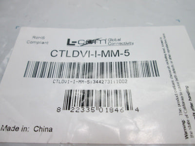 New – Open box L-Com CTLDVI-I-MM-5 Single Link DVI Cable, Male to Male, 5 Feet Long