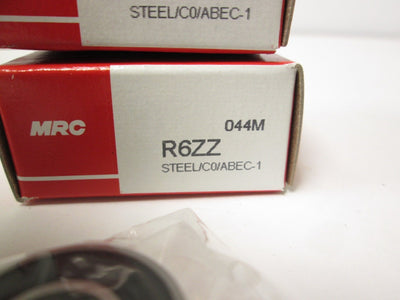 New Lot of 2 New MRC R6ZZ Deep Grove Bearing 0.375" ID 0.875" OD 0.2813" Width 301lb