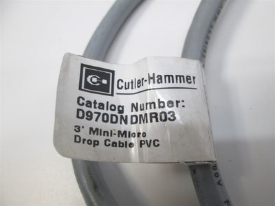 Used Cutler-Hammer D970DNDMR03 - 5 Pin Mini-Micro Drop Cable PVC - Shielded 300V, 3ft
