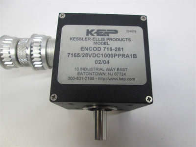 Used Kessler-Ellis 716281 Optical Shaft Encoder 5/28VDC, 1000 Pulse/Rev, Square Wave