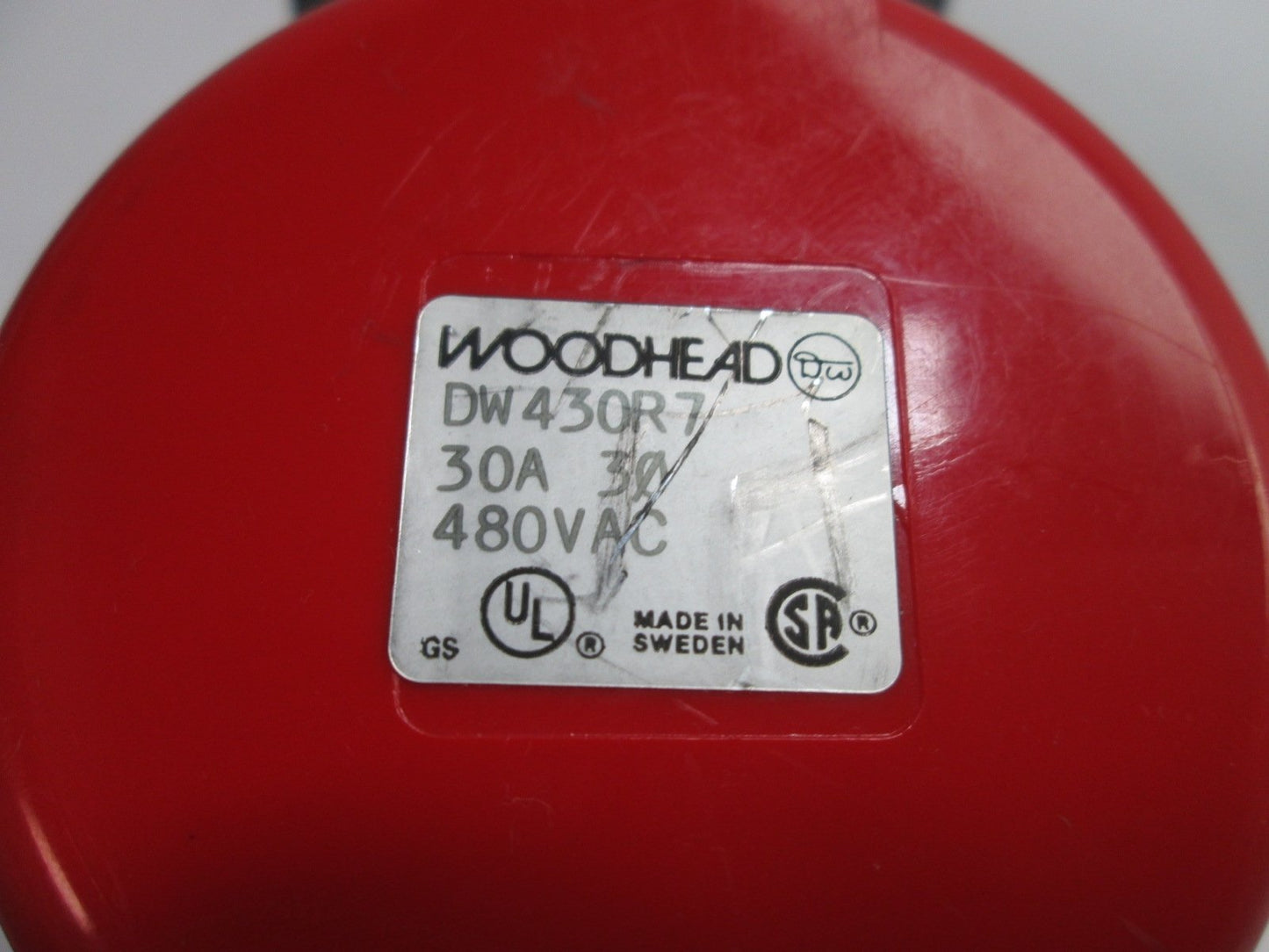 Used Woodhead Plug and Recptacle (DW430P7, DW430R7), Pin and Sleeve Style, 4-Prong