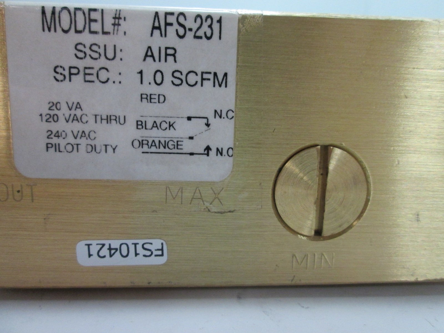 Used Dwyer AFS-231 Adjustable Flow Switch, Flow: 1 SCFM, Voltage: 120-240VAC 20VA