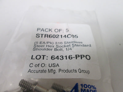 New Lot of 2 New Packs of 5 (10 Total) AMPG STR60214C05 Shoulder Screws, Hex Socket