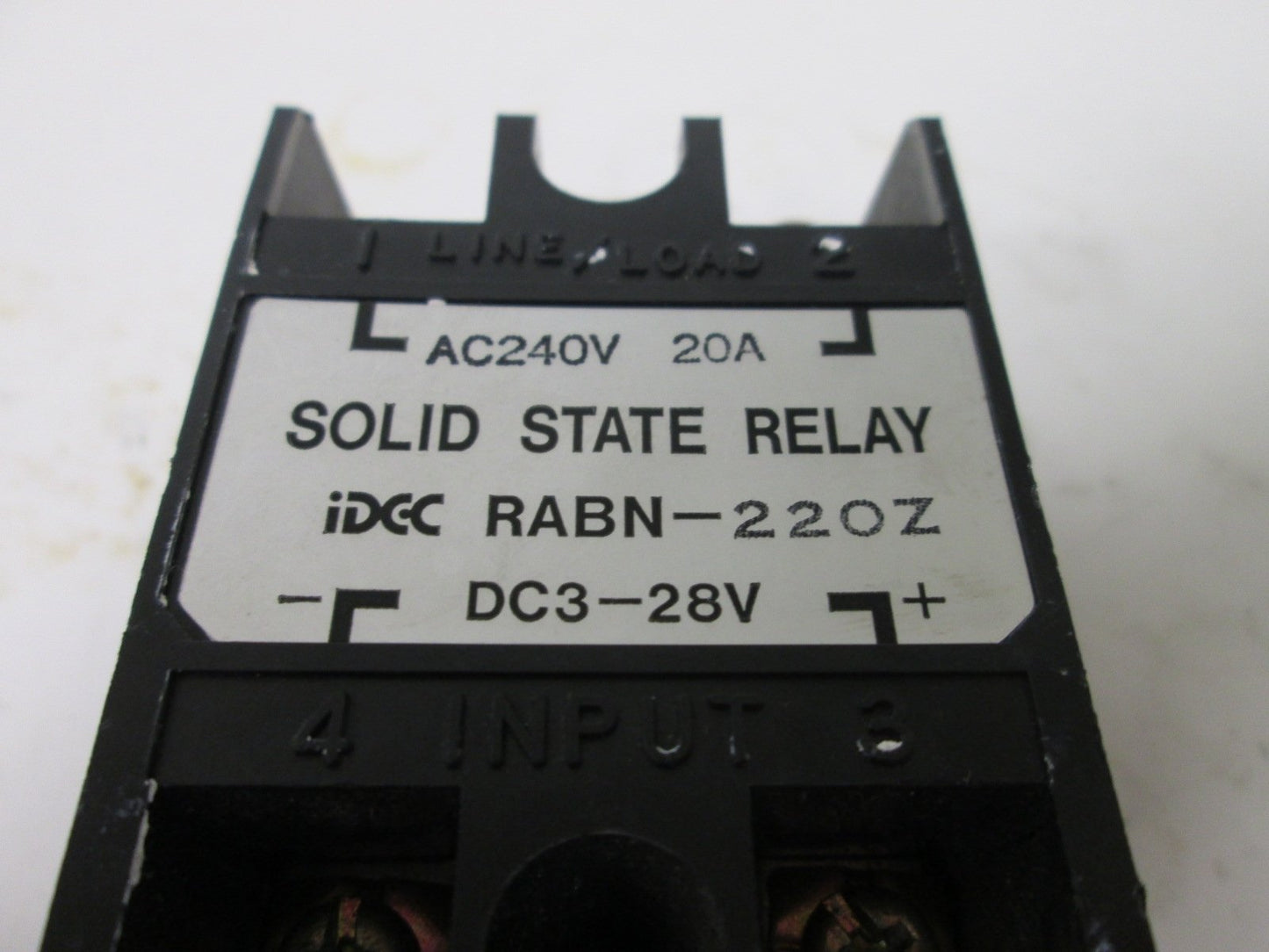 Used Idec RABN-220Z Solid State Relay, Input: 3-28VDC, Line/Load Rating: 240VAC 20A